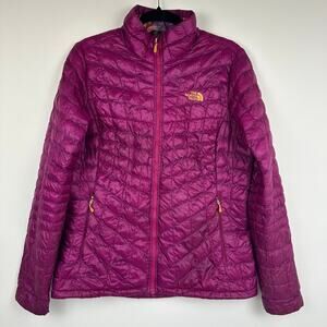 The North Face Womens Thermoball Full-Zip Pockets Quilted Magenta Jacket Medium